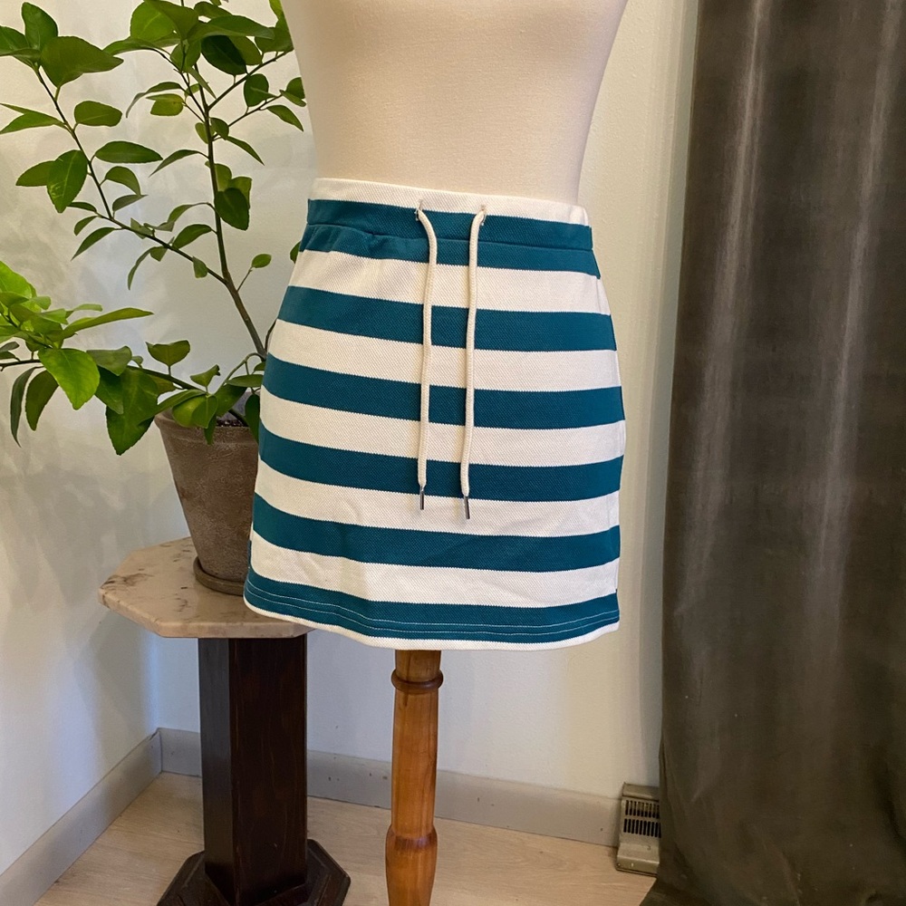 Striped Green and Cream Mini Skirt